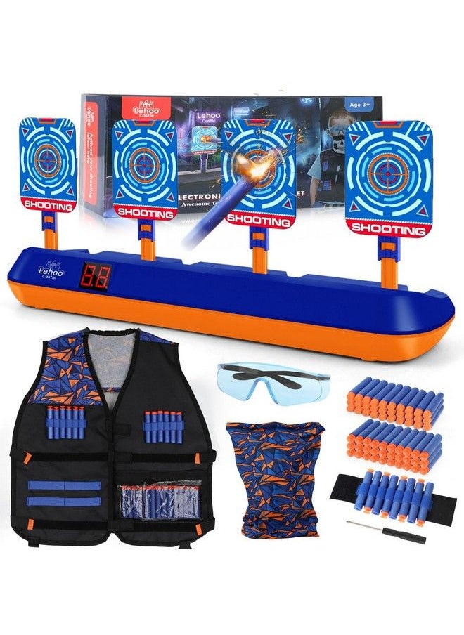 Lehoo Castle - Electronic Shooting Targets Digital Target For Nerf Guns With Autoreset Scoring Shooting Games Includes Kids Tactical Vest 60 Bullets Glasses Gift Toy For Kids Boys Girls - Image 1