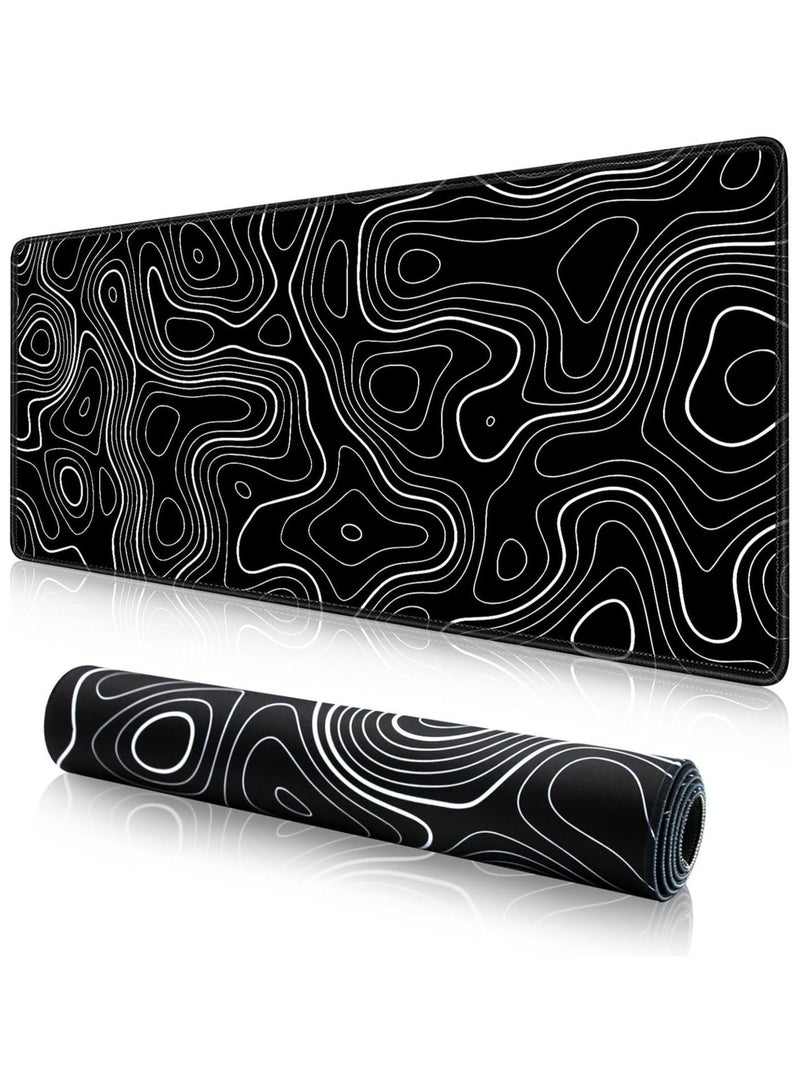 Large Mouse Pad Extended Gaming Mouse Pad Non-Slip Rubber Base Mouse pad Office Desk Mat Desk Pad Smooth Cloth Surface Keyboard Mouse Pads for Computers (800 * 300 * 3mm）Black - Image 1