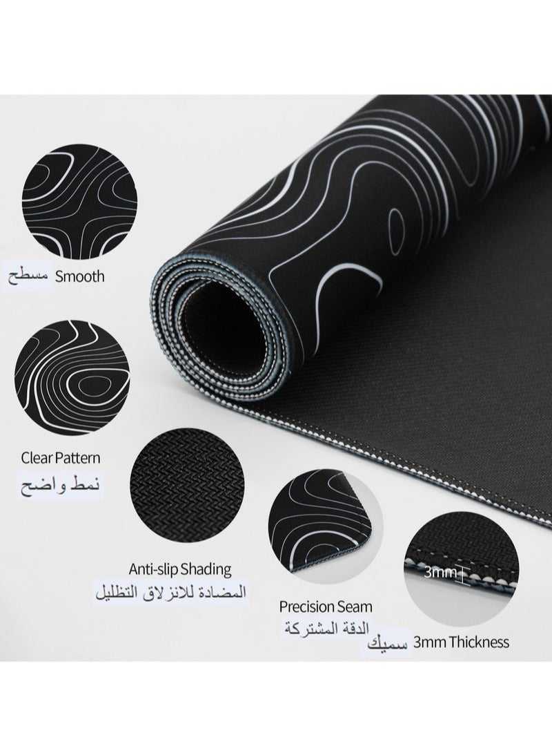 Large Mouse Pad Extended Gaming Mouse Pad Non-Slip Rubber Base Mouse pad Office Desk Mat Desk Pad Smooth Cloth Surface Keyboard Mouse Pads for Computers (800 * 300 * 3mm）Black - Image 5