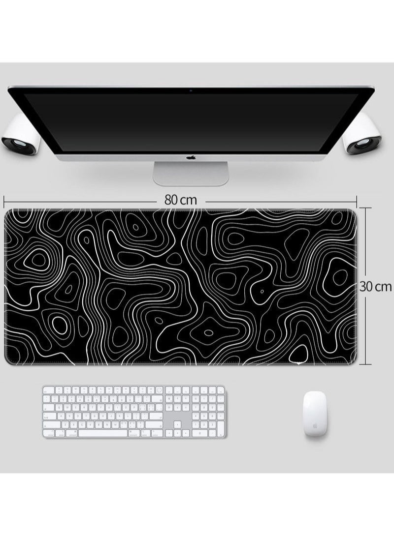 Large Mouse Pad Extended Gaming Mouse Pad Non-Slip Rubber Base Mouse pad Office Desk Mat Desk Pad Smooth Cloth Surface Keyboard Mouse Pads for Computers (800 * 300 * 3mm）Black - Image 2