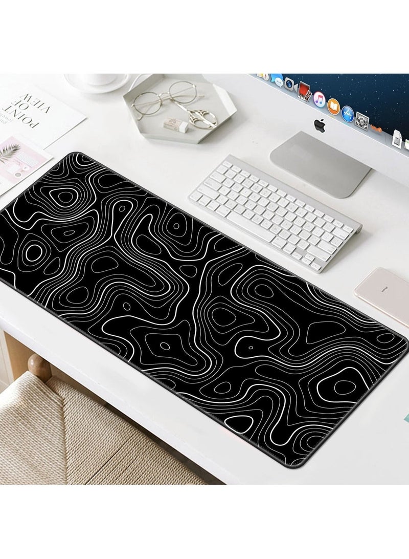 Large Mouse Pad Extended Gaming Mouse Pad Non-Slip Rubber Base Mouse pad Office Desk Mat Desk Pad Smooth Cloth Surface Keyboard Mouse Pads for Computers (800 * 300 * 3mm）Black - Image 4