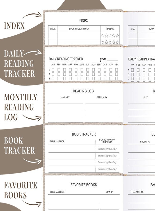 JUBTIC Reading Journal - Book Journal Reading Log for Review and Track Your Reading Progress - Gift Book Accessories for Book Lovers and Voracious Readers - 75 Books，A5 Size (Beige) - Image 5