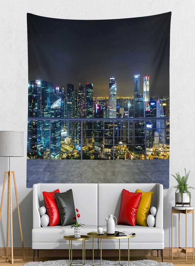 Loccor 80''x60'' New York City Aerial View Tapestry Modern City Night View Wall Hangings New York Skyscraper Urban Skyline Background for Party Decorations Kids Adults Bedroom Decor - Image 3