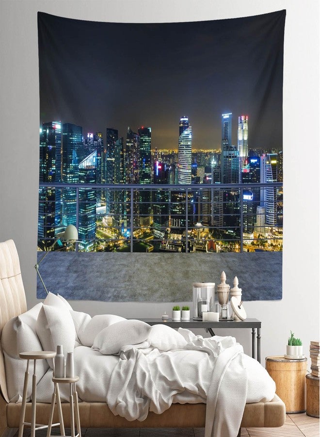 Loccor 80''x60'' New York City Aerial View Tapestry Modern City Night View Wall Hangings New York Skyscraper Urban Skyline Background for Party Decorations Kids Adults Bedroom Decor - Image 4