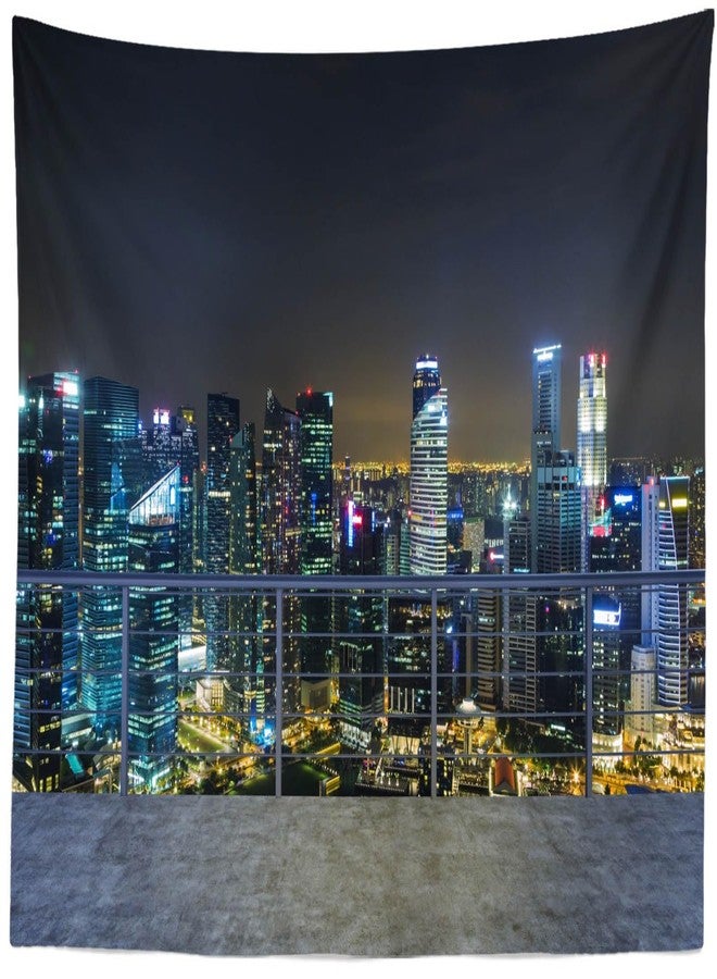 Loccor 80''x60'' New York City Aerial View Tapestry Modern City Night View Wall Hangings New York Skyscraper Urban Skyline Background for Party Decorations Kids Adults Bedroom Decor - Image 2