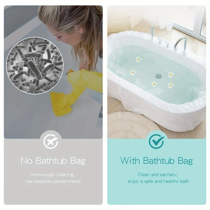 10 Pack Transparent Disposable Bathtub Mats Large Plastic Bathtub Liners for Home Hotel Bathtubs and Beauty Salon 102x47 Inches - Image 2