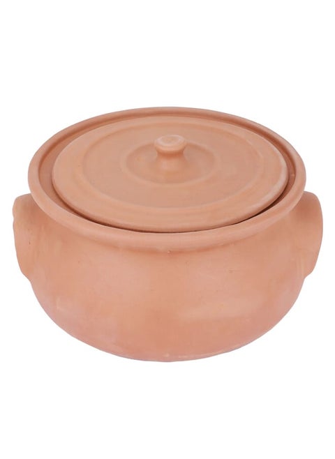 Medium deep clay pot with lid
