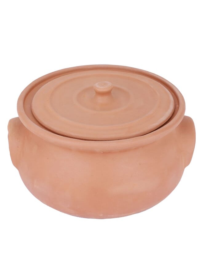 Medium deep clay pot with lid