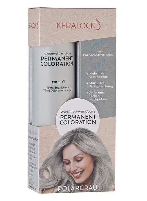 Keralock Permanent Hair Color - 150ml, No Premix Needed, Reusable for Up to 4 Months - All-in-One Dye with Conditioner & Brush (Polar Grey, 150ml)