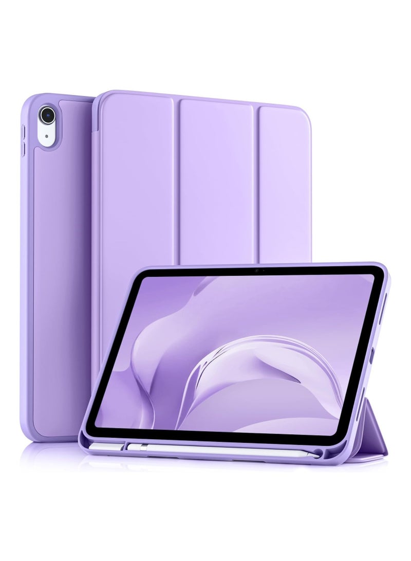 TIGER Compatible with iPad 10th Generation Case 10.9 Inch (2022) – Lavender Smart Cover with Pencil Holder – Slim Lightweight Trifold Stand – TPU Back – Auto Sleep/Wake – Durable & Stylish - Image 1