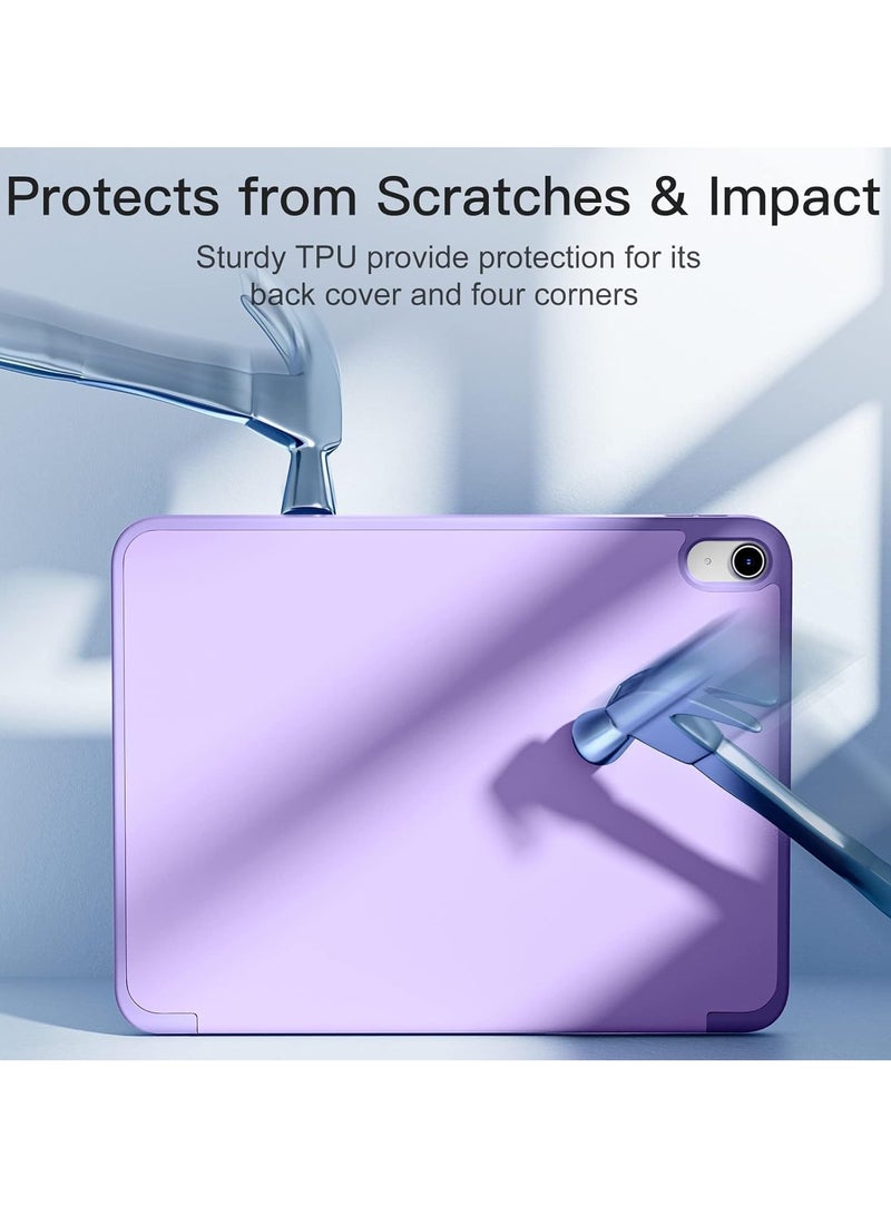 TIGER Compatible with iPad 10th Generation Case 10.9 Inch (2022) – Lavender Smart Cover with Pencil Holder – Slim Lightweight Trifold Stand – TPU Back – Auto Sleep/Wake – Durable & Stylish - Image 3