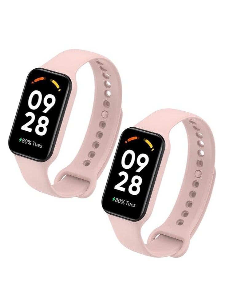 2 × حزام لفرقة Redmi الذكية 2 شريط للنساء والرجال، أساور معصم من السيليكون كبيرة الحجم وقابلة للاستبدال (وردي) - Image 1