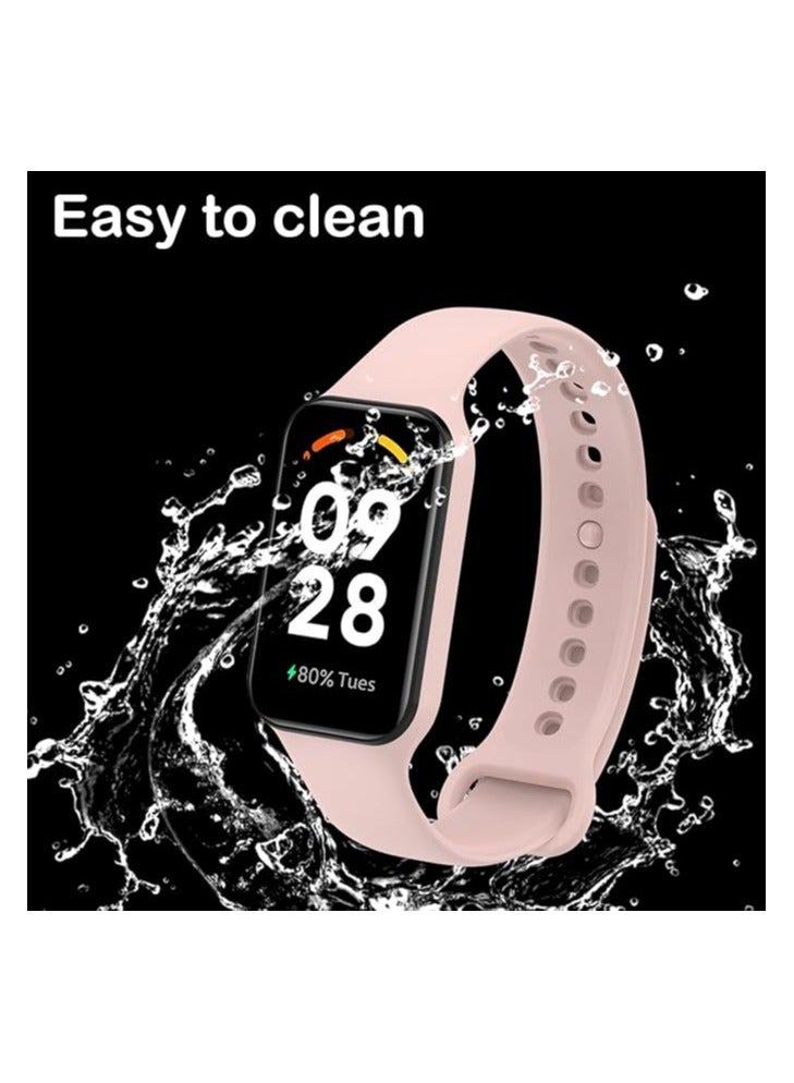 2 × حزام لفرقة Redmi الذكية 2 شريط للنساء والرجال، أساور معصم من السيليكون كبيرة الحجم وقابلة للاستبدال (وردي) - Image 2