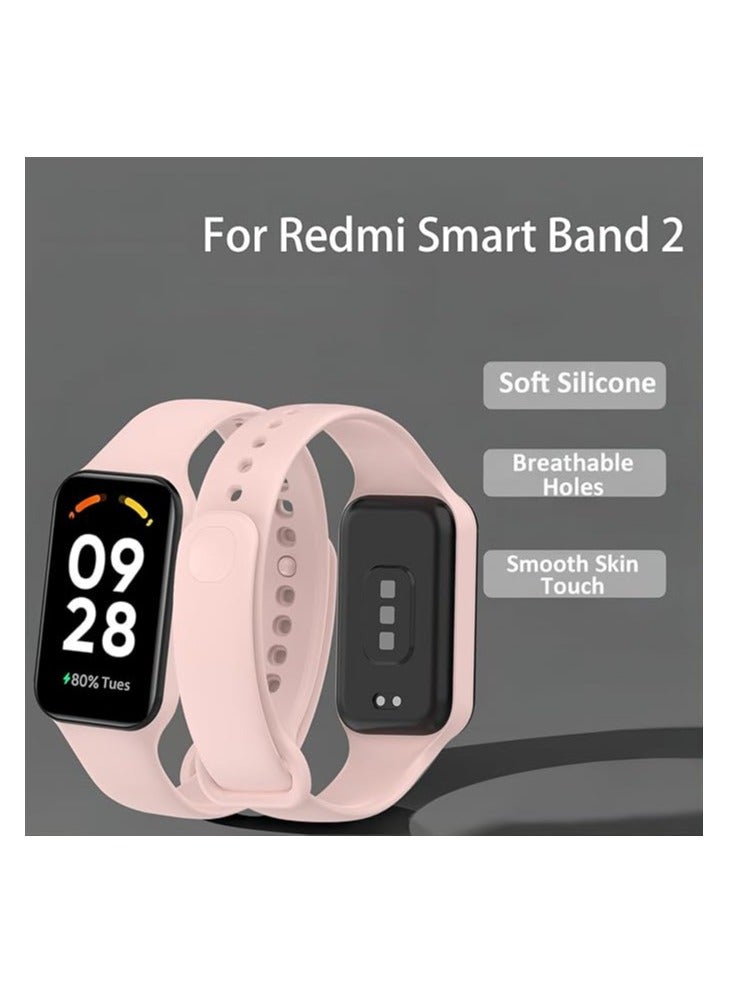 2 × حزام لفرقة Redmi الذكية 2 شريط للنساء والرجال، أساور معصم من السيليكون كبيرة الحجم وقابلة للاستبدال (وردي) - Image 5