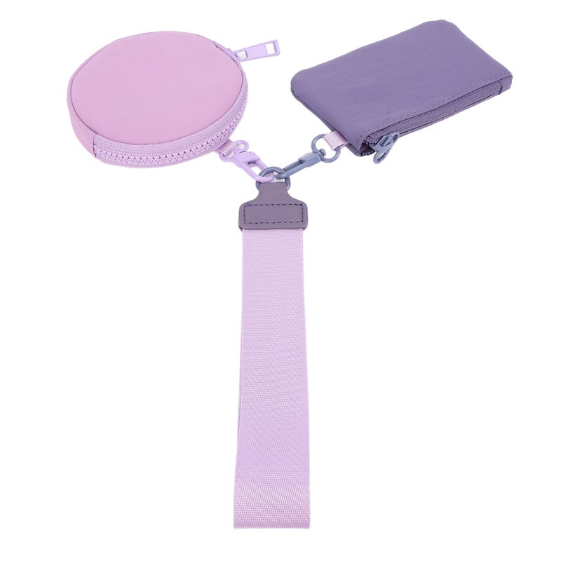 Dual Pouch Wristlet Wallets Portable Detachable Water Proof Portable Coin Purse Zip Double Pocket Wrist Keychain for Travel Sports Outdoors - Image 3