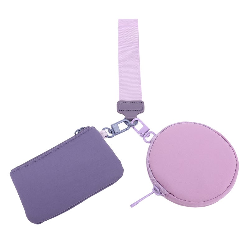Dual Pouch Wristlet Wallets Portable Detachable Water Proof Portable Coin Purse Zip Double Pocket Wrist Keychain for Travel Sports Outdoors - Image 1