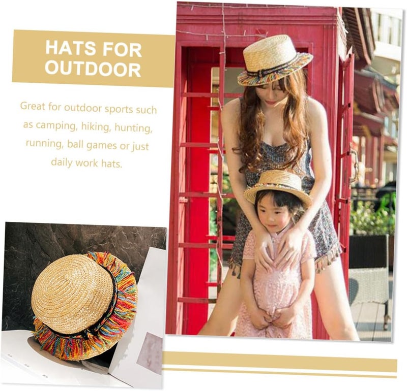 Women’s Beach Hat Wide Brim Woven Sun Shade Straw Hat with Colorful Tassels Sun Protection for Summer Outdoor Casual and Party Use - Image 3