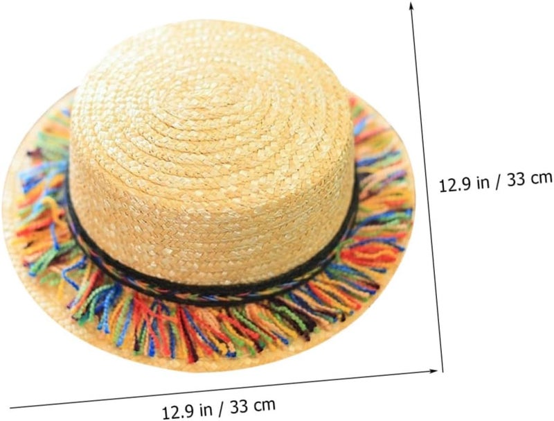 Women’s Beach Hat Wide Brim Woven Sun Shade Straw Hat with Colorful Tassels Sun Protection for Summer Outdoor Casual and Party Use - Image 2