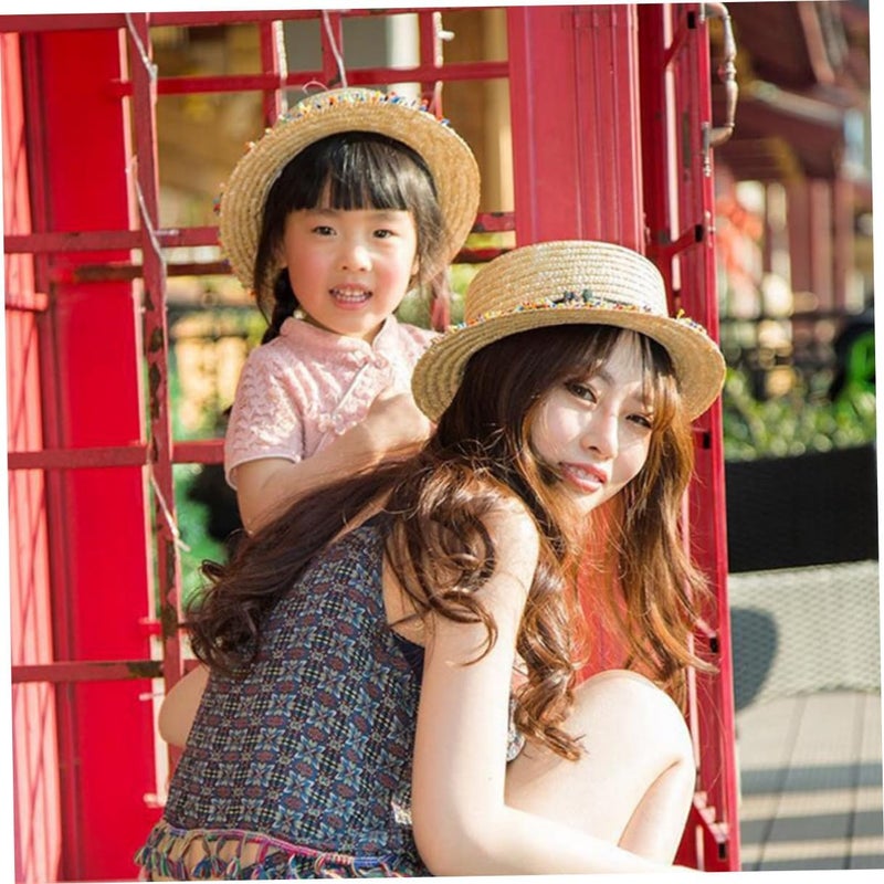 Women’s Beach Hat Wide Brim Woven Sun Shade Straw Hat with Colorful Tassels Sun Protection for Summer Outdoor Casual and Party Use - Image 5