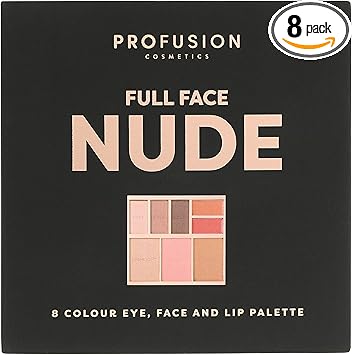 Profusion Cosmetics باليت مكياج كامل للوجه من بروفيوجن كوزمتيكس - 8 درجات نود للعيون والوجه والشفتين لمظهر مكياج طبيعي وجريء - أساسي مكياج نهائي للبشرة المتوسطة إلى الداكنة نود - Image 1
