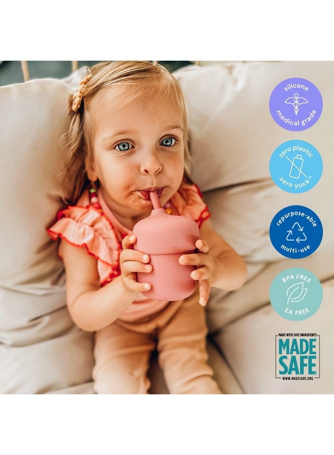 Pura Mymy Silicone Straw Cup; Spill Proof Reusable Food Grade Silicone Plasticfree ; For Kids Toddlers Babies & Infants (Moss) - Image 4