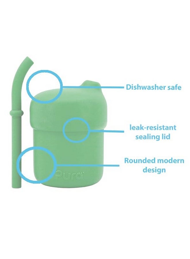 Pura Mymy Silicone Straw Cup; Spill Proof Reusable Food Grade Silicone Plasticfree ; For Kids Toddlers Babies & Infants (Moss) - Image 5