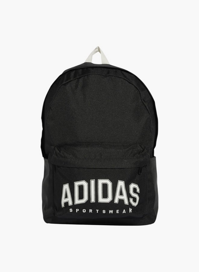 Adidas حقيبة ظهر مدرسية بطباعة شعار مع أحزمة قابلة للتعديل وإغلاق بسحاب - Image 1