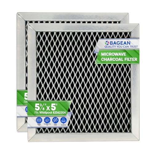Bagean Microwave Charcoal Filter 5.35” x 5.03” for 8206230A Maytag and Whirlpool Microwave Filter Replacement - Carbon Filters Freshens and Filters Kitchen Air in Over the Range Oven Vent Fan (2-Pack) - Image 1