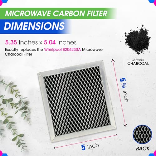 Bagean Microwave Charcoal Filter 5.35” x 5.03” for 8206230A Maytag and Whirlpool Microwave Filter Replacement - Carbon Filters Freshens and Filters Kitchen Air in Over the Range Oven Vent Fan (2-Pack) - Image 3