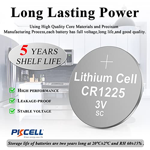 PKCELL CR1225 3V Lithium Battery CR 1225 3V Button Batteries for Thermometer 5-Year Shelf Life (5 Count-CR1225) - Image 5