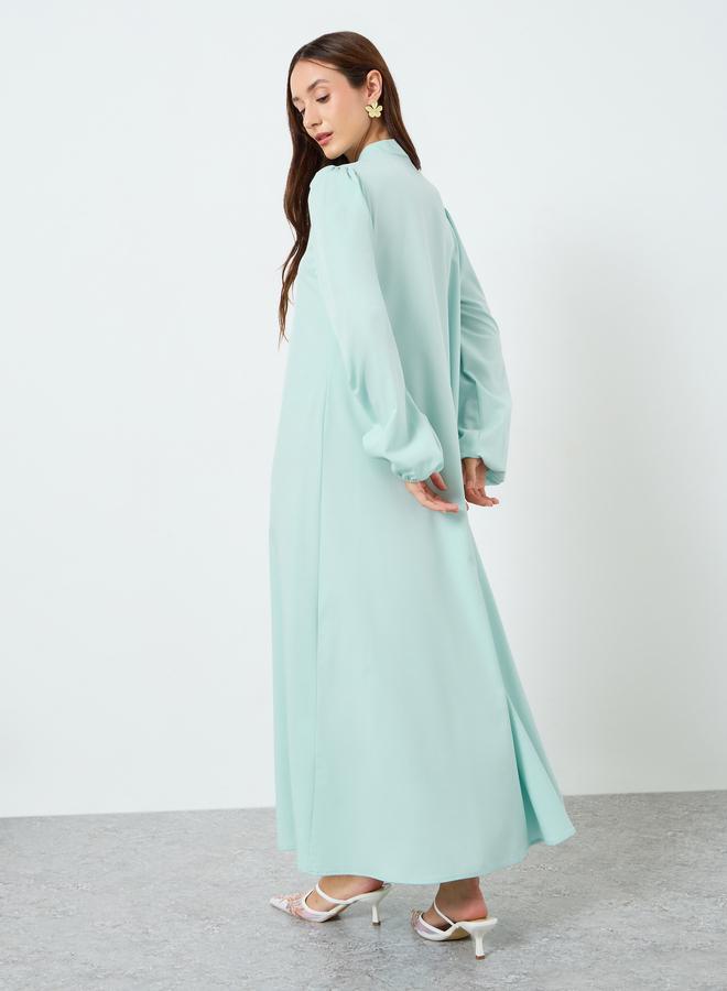 Take Two Women Tie-Up Neck Maxi Dress with Volume Sleeves - Image 5