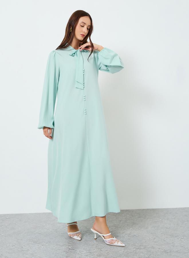 Take Two Women Tie-Up Neck Maxi Dress with Volume Sleeves - Image 3