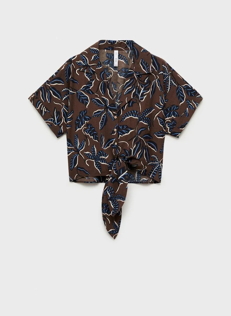 MANGO  printed crop shirt with knot detail for Women | Best Price UAE