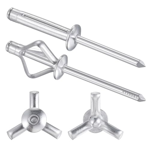 Wensilon (250 pcs) Tri-Fold Rivets Assortment 5/32 * 1/2，Tri Grip Rivets，Aluminum Blind Rivets Tri Grip Boat Kayak Rivets,Trifold Rivets，Bulb Style Rivets - Image 1