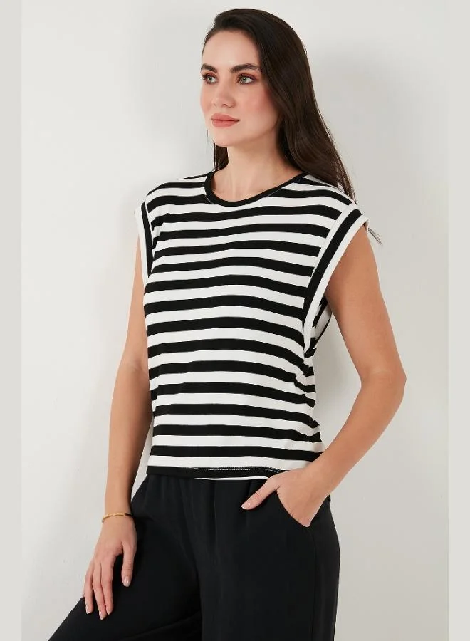 Lela Lela Striped Oversize Fit Crew Neck T-Shirt Women's T-Shirt 5866103