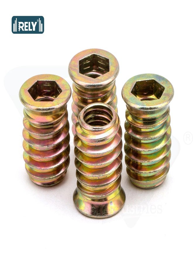 RELY+ Rely®⇒VP INDUSTRIES (Pcs-50) M6 x10 mm Wood Insert Interface Threads Imported Export Quality | Zinc Alloy Wood Insert Interface Screws Bolts Nuts Fixing Furniture Mounting Fasteners - Image 2