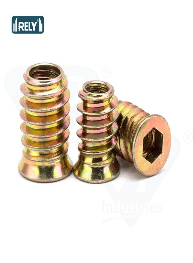RELY+ Rely®⇒VP INDUSTRIES (Pcs-50) M6 x10 mm Wood Insert Interface Threads Imported Export Quality | Zinc Alloy Wood Insert Interface Screws Bolts Nuts Fixing Furniture Mounting Fasteners - Image 4