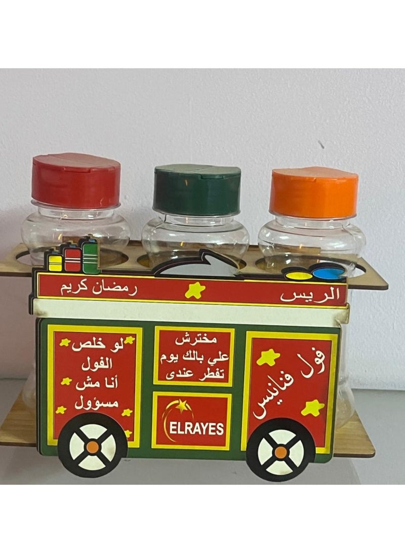 استاند توابل شكل عربيه فول  - ب3 برطمانات توابل  - Image 1