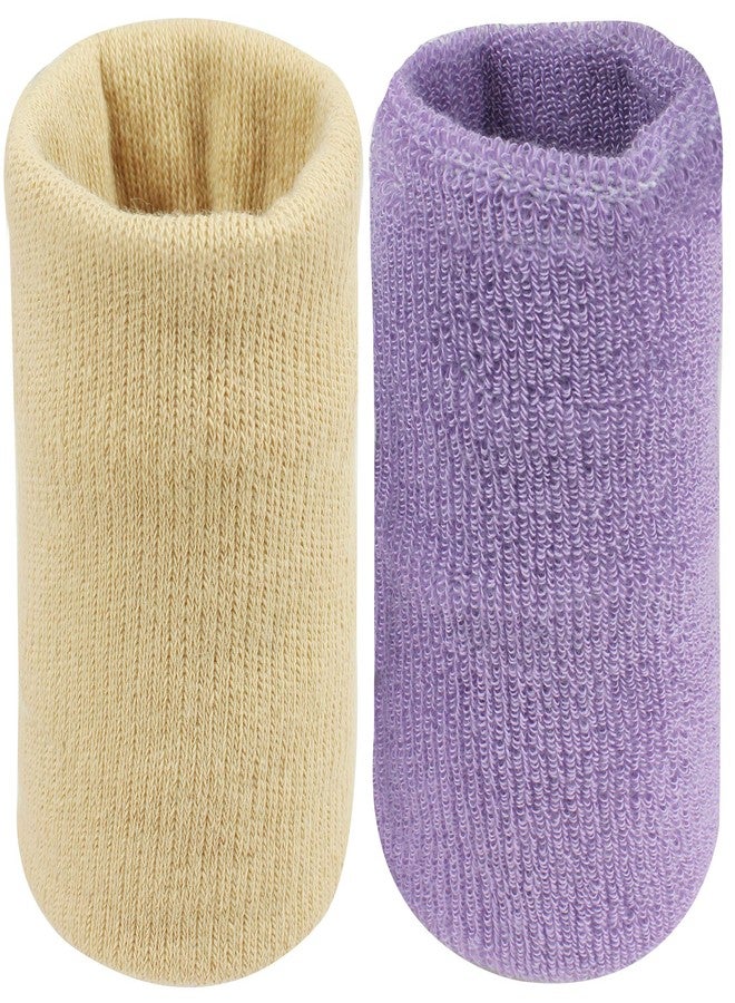 Neska Moda Unisex Beige and Purple Pack of 2 Cotton Wrist Band - Image 1