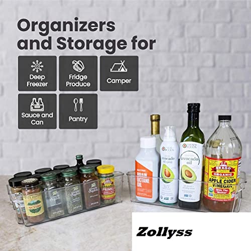 Zollyss Stackable Acrylic Fridge Organiser Sturdy Pantry And Refrigerator Storage Bins With Handles Fridge Containers|Pack Of 02|Extra Large,Rectangular,Clear,38x10x21 Cm - Image 5