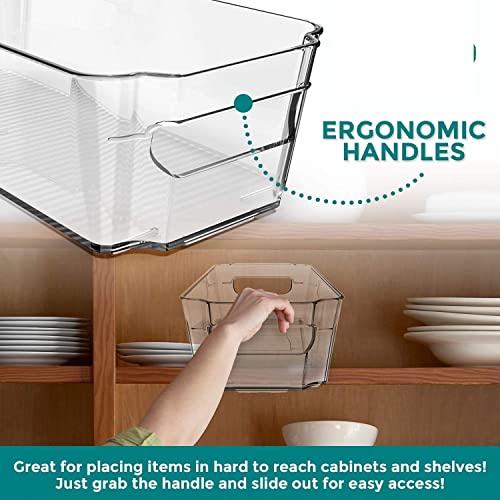 Zollyss Stackable Acrylic Fridge Organiser Sturdy Pantry And Refrigerator Storage Bins With Handles Fridge Containers|Pack Of 02|Extra Large,Rectangular,Clear,38x10x21 Cm - Image 4