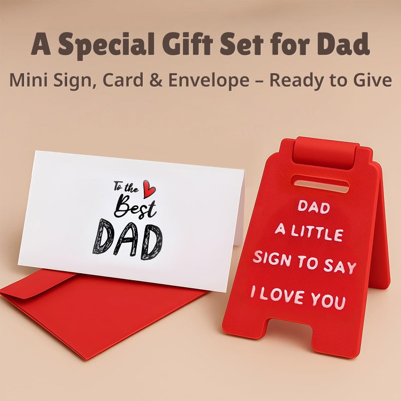 Fun-Plus Gifts for Dad from Daughter Son - Mini Love You Dad Sign in Red Envelope, Heartwarming Father's Day Birthday Christmas Gift for Dady, Office Desk Bedside Keepsake, No Assembly Needed - Image 2