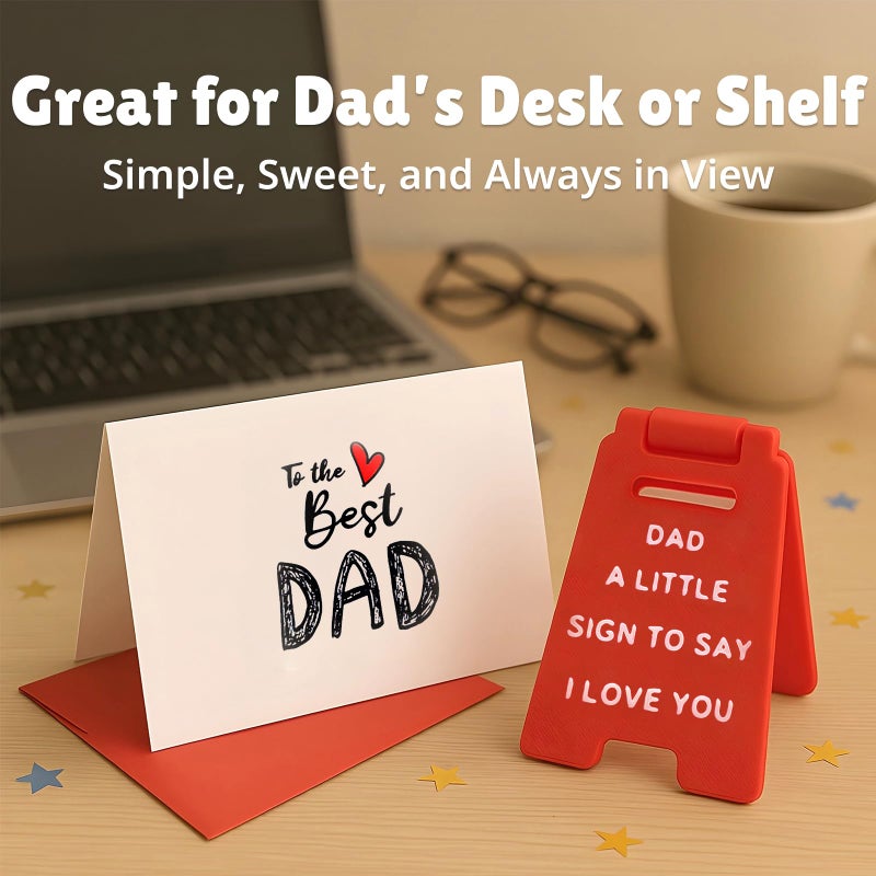Fun-Plus Gifts for Dad from Daughter Son - Mini Love You Dad Sign in Red Envelope, Heartwarming Father's Day Birthday Christmas Gift for Dady, Office Desk Bedside Keepsake, No Assembly Needed - Image 3