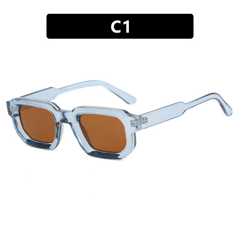 Generic Square Retro Sunglasses Womens Fashion 2024 Transparent Blue Tea 