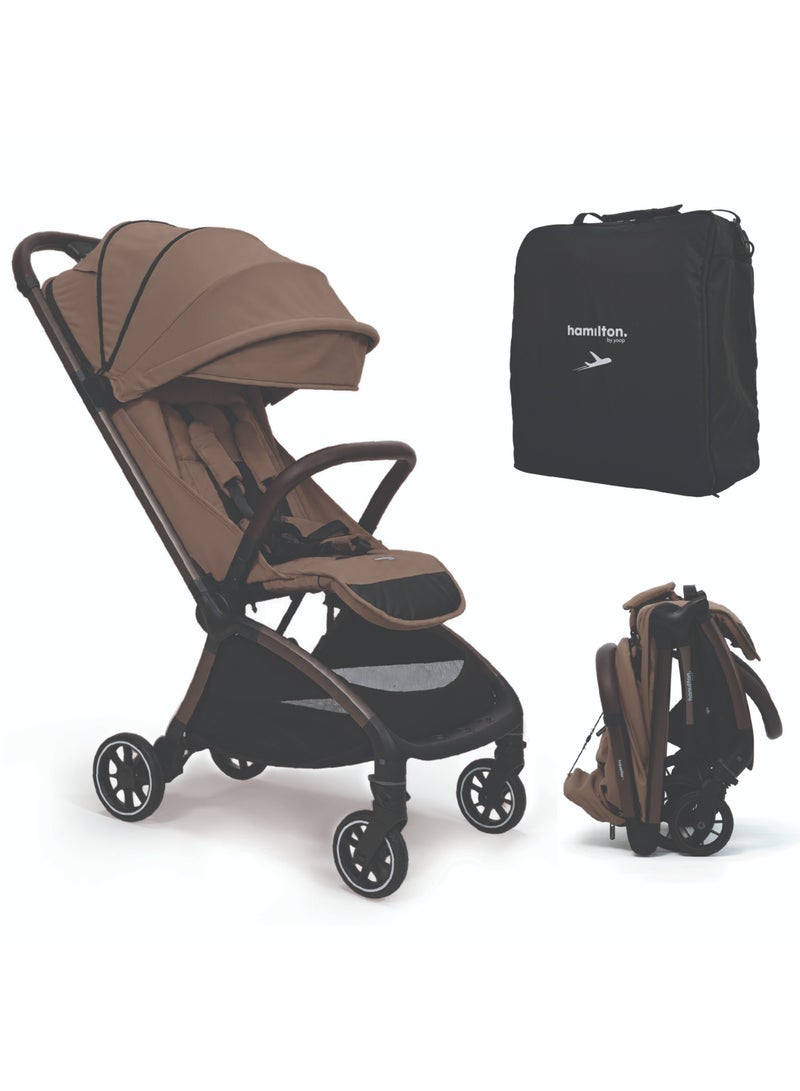 Hamilton by Yoop Traveller Premium Baby Stroller – Khaki | Bronze Frame | MagicFold 2.0 Auto-Fold | Lightweight 7.9 kg | UPF 50+ Canopy | Travel Bag Included - Image 1