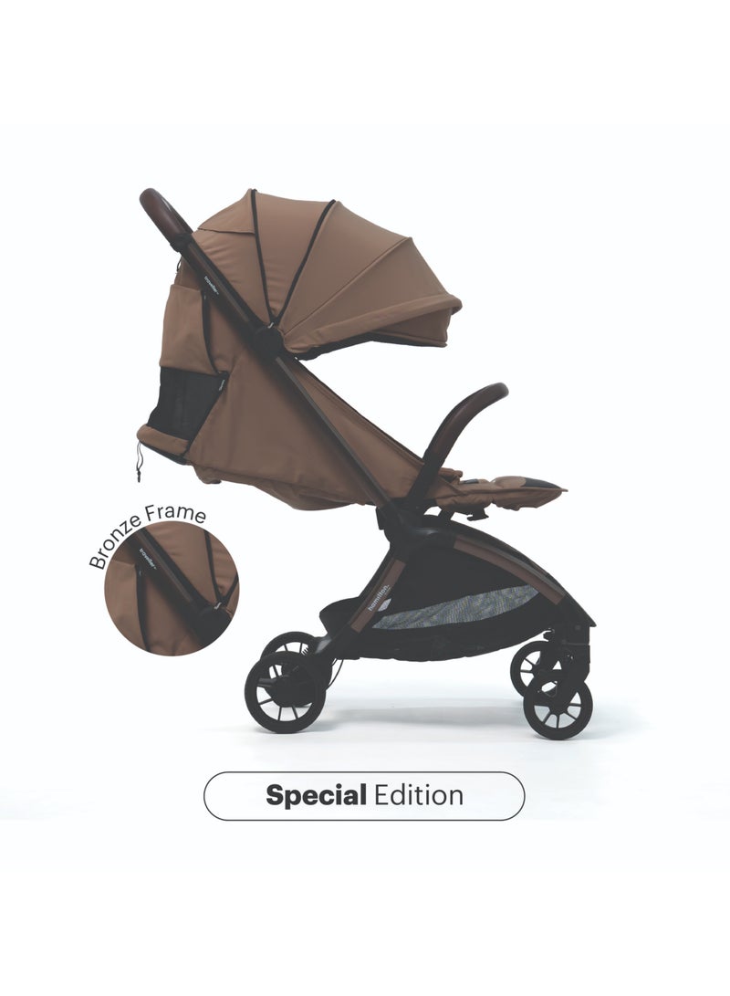 Hamilton by Yoop Traveller Premium Baby Stroller – Khaki | Bronze Frame | MagicFold 2.0 Auto-Fold | Lightweight 7.9 kg | UPF 50+ Canopy | Travel Bag Included - Image 2