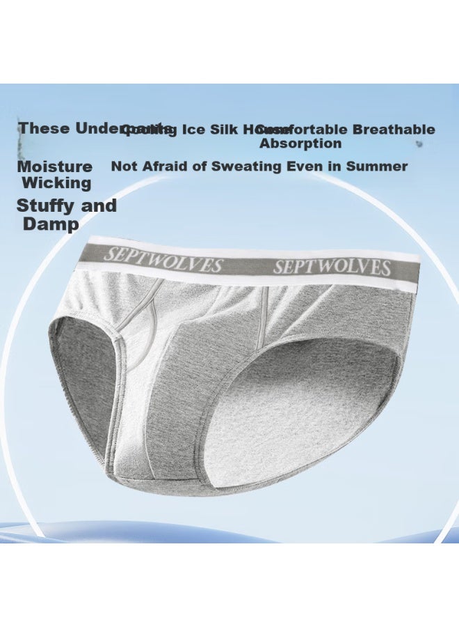 Septwolves Ice Silk Men's Summer Seamless Breathable Business High Elastic Mid-waist Underwear Soft Four-corner Panties - Image 5