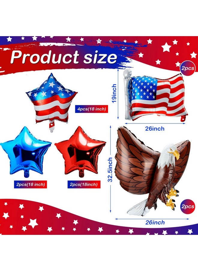 Zhanmai Zhanmai 12 Pcs Patriotic Eagle Balloon USA Red White and Blue Elections Party Decorations Large Eagle Foil Balloons Star American Flag decor for Veterans Day Birthday Party - Image 2