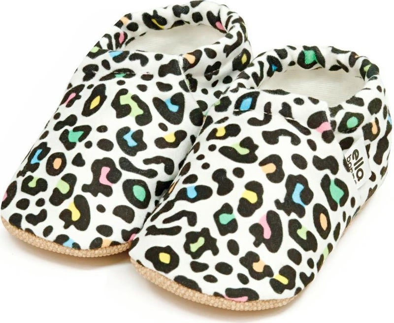 Ella Bonna Patterned Baby Booties, Non-Slip Sole, Home Nursery Shoes Slippers, Colorful Leopard - Image 1