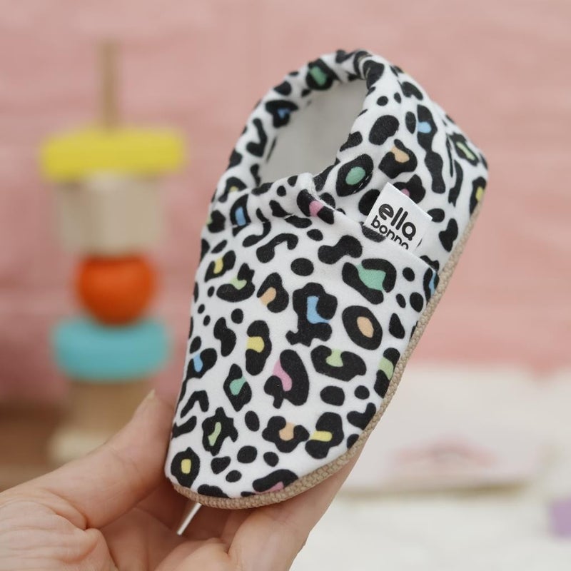 Ella Bonna Patterned Baby Booties, Non-Slip Sole, Home Nursery Shoes Slippers, Colorful Leopard - Image 5